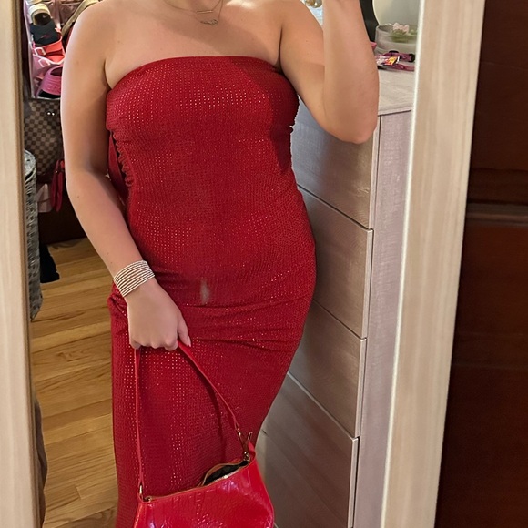 Strapless Red Maxi Dress - Picture 10 of 10